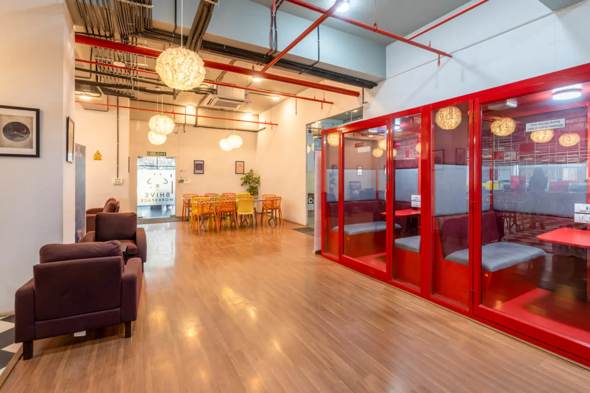 Meeting Rooms with Red Glass Walls